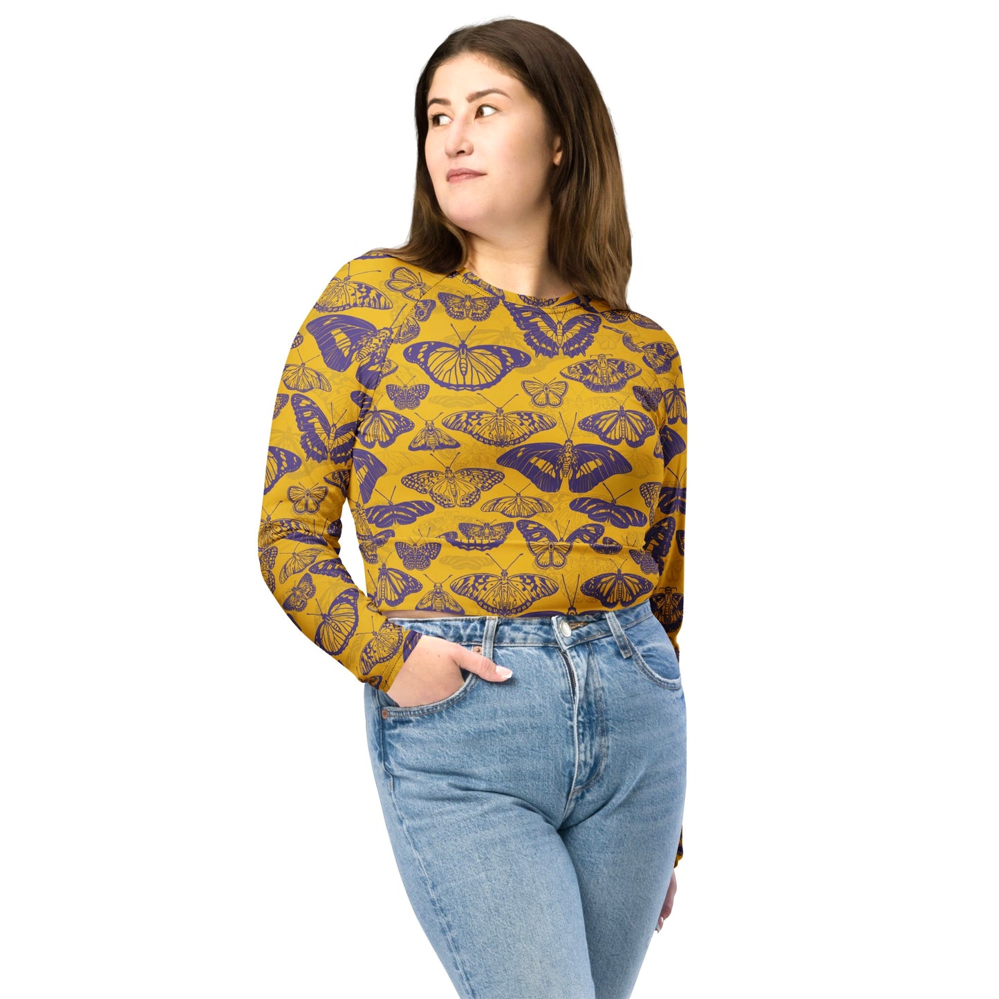 Mariposas de PR Recycled long-sleeve crop top - Oro