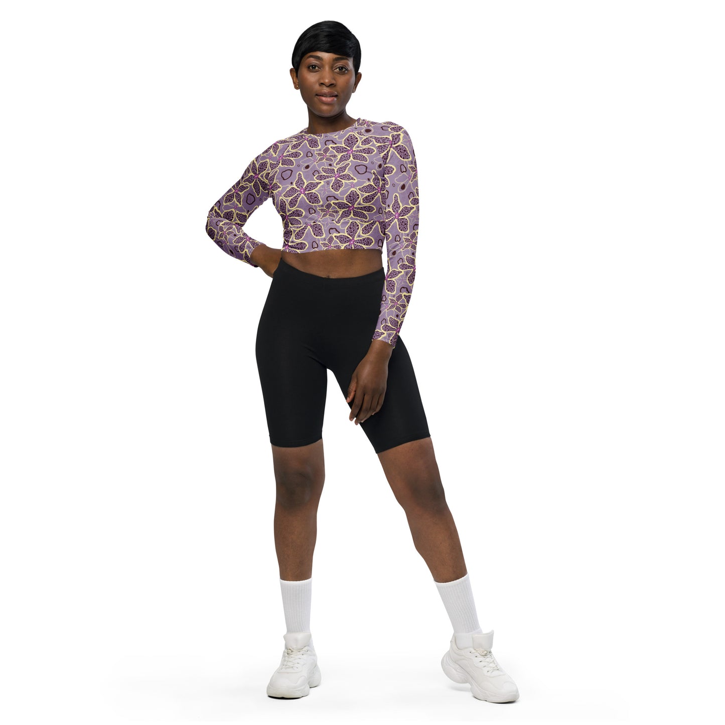 Tiger Orchid Recycled long-sleeve crop top