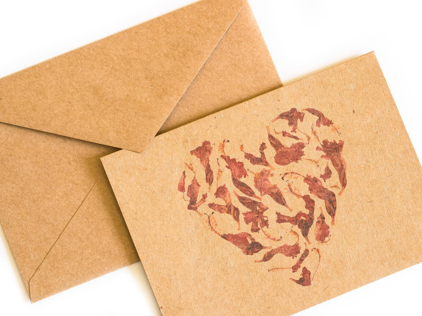 Pressed Flowers Heart Blank Greeting Card