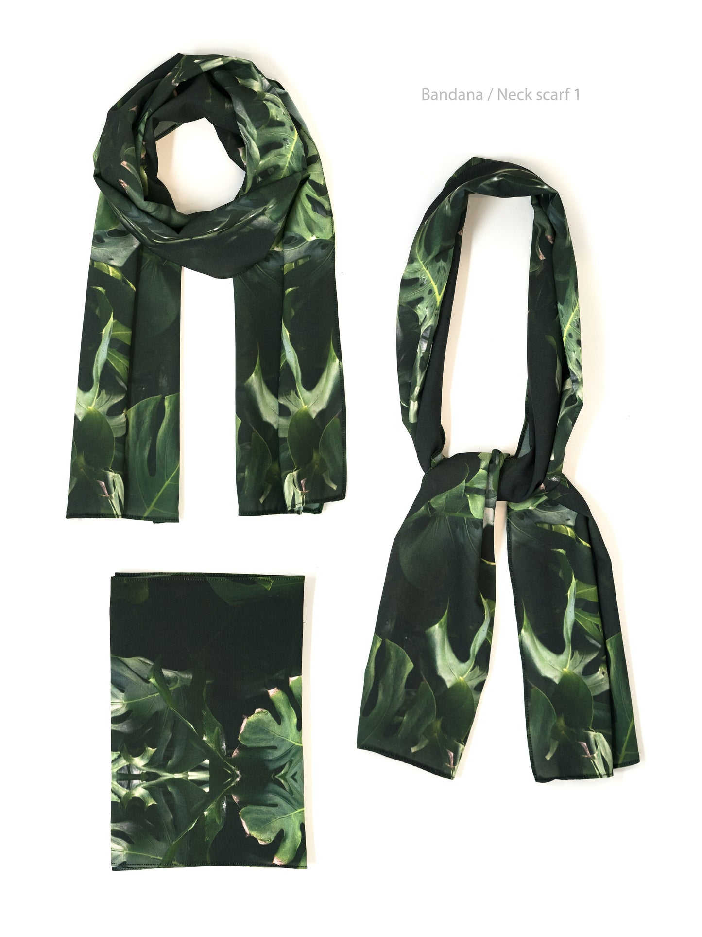 Monstera Scarf / Neck Scarf / Bandana
