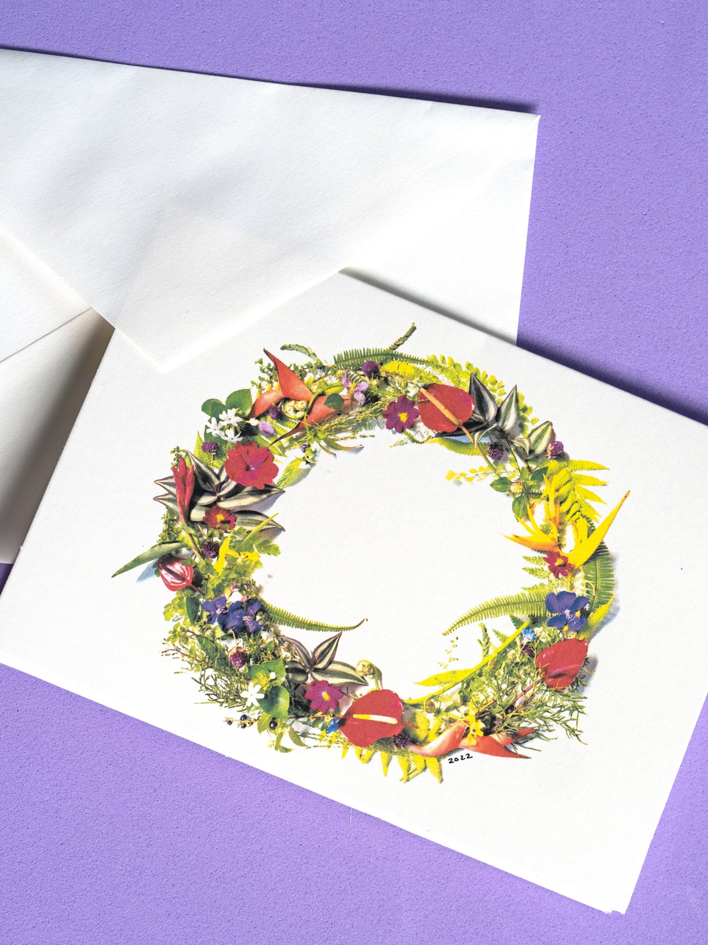 Tropical Christmas Wreath Greeting Card