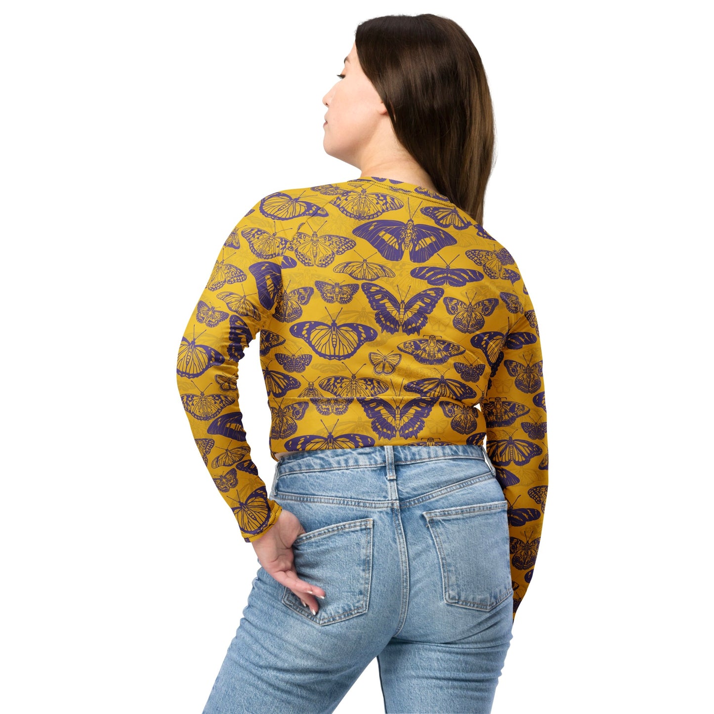Mariposas de PR Recycled long-sleeve crop top - Oro