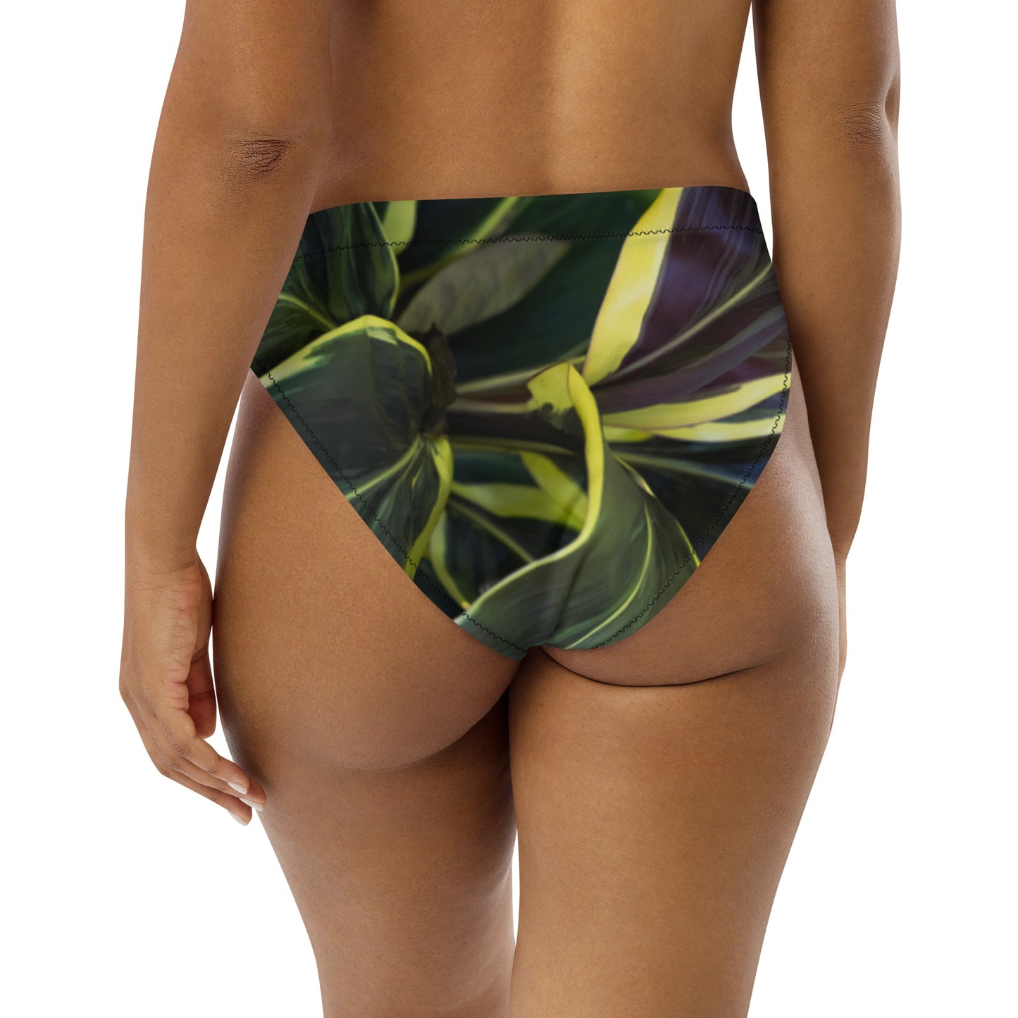 Hawaiian Ti Plant Recycled high-waisted bikini bottom