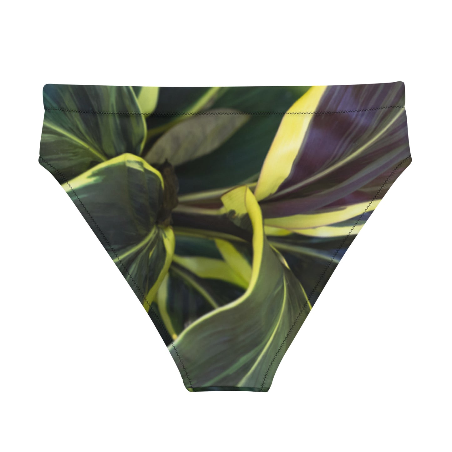 Hawaiian Ti Plant Recycled high-waisted bikini bottom