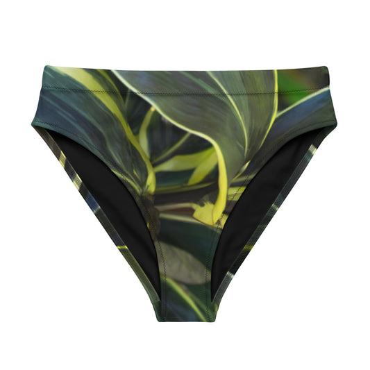 Hawaiian Ti Plant Recycled high-waisted bikini bottom