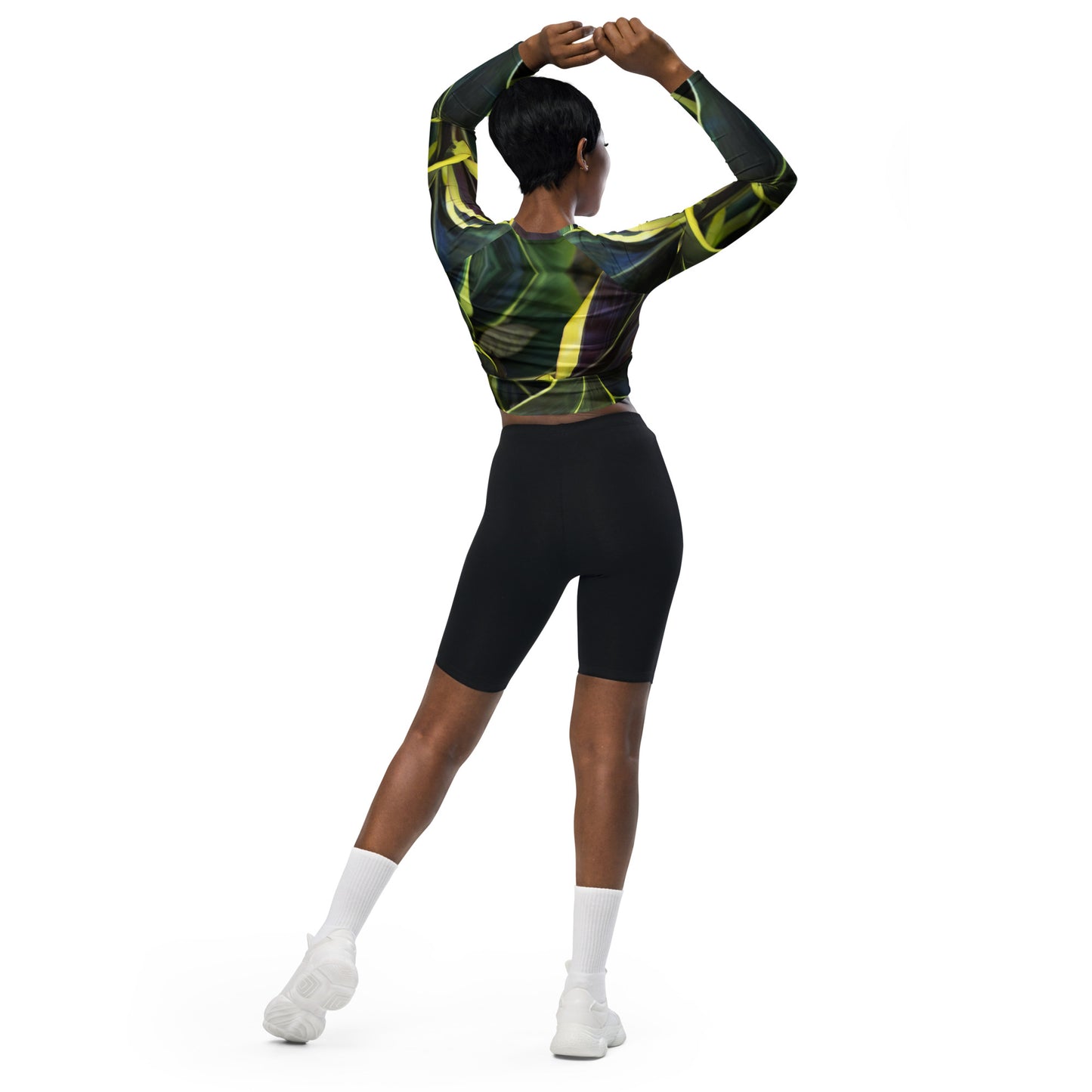 Hawaiian Ti Plant Recycled long-sleeve crop top