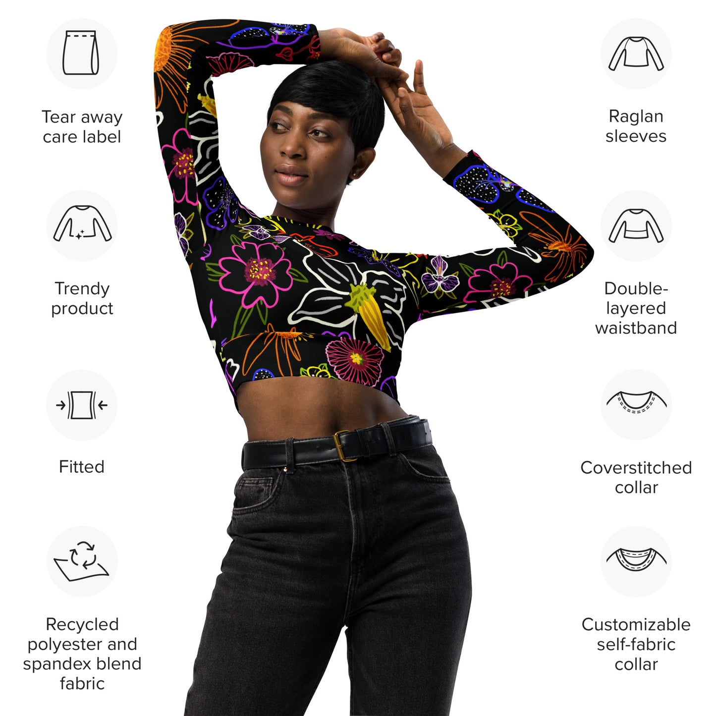 Silvestre Recycled long-sleeve crop top