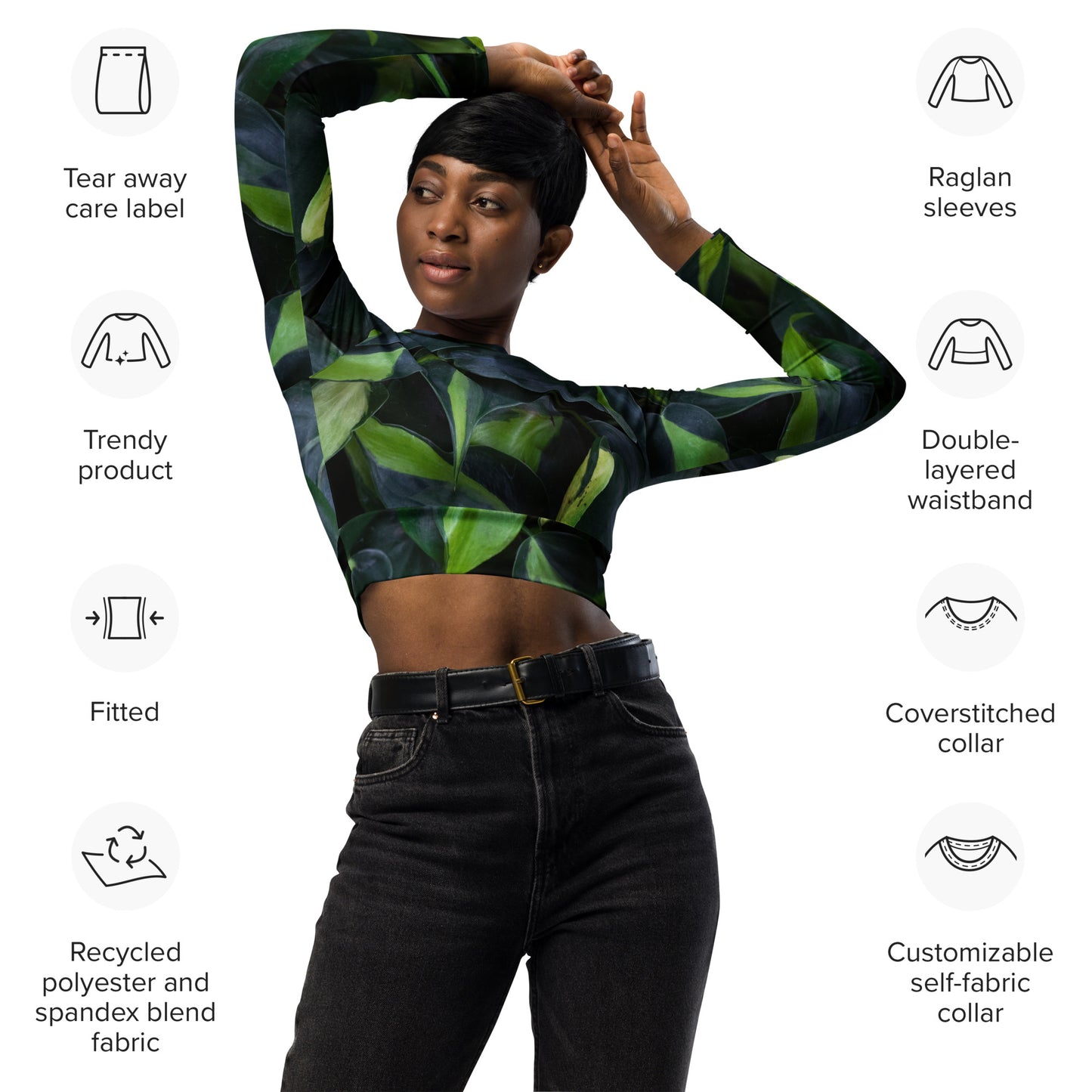 Pothos Recycled long-sleeve crop top