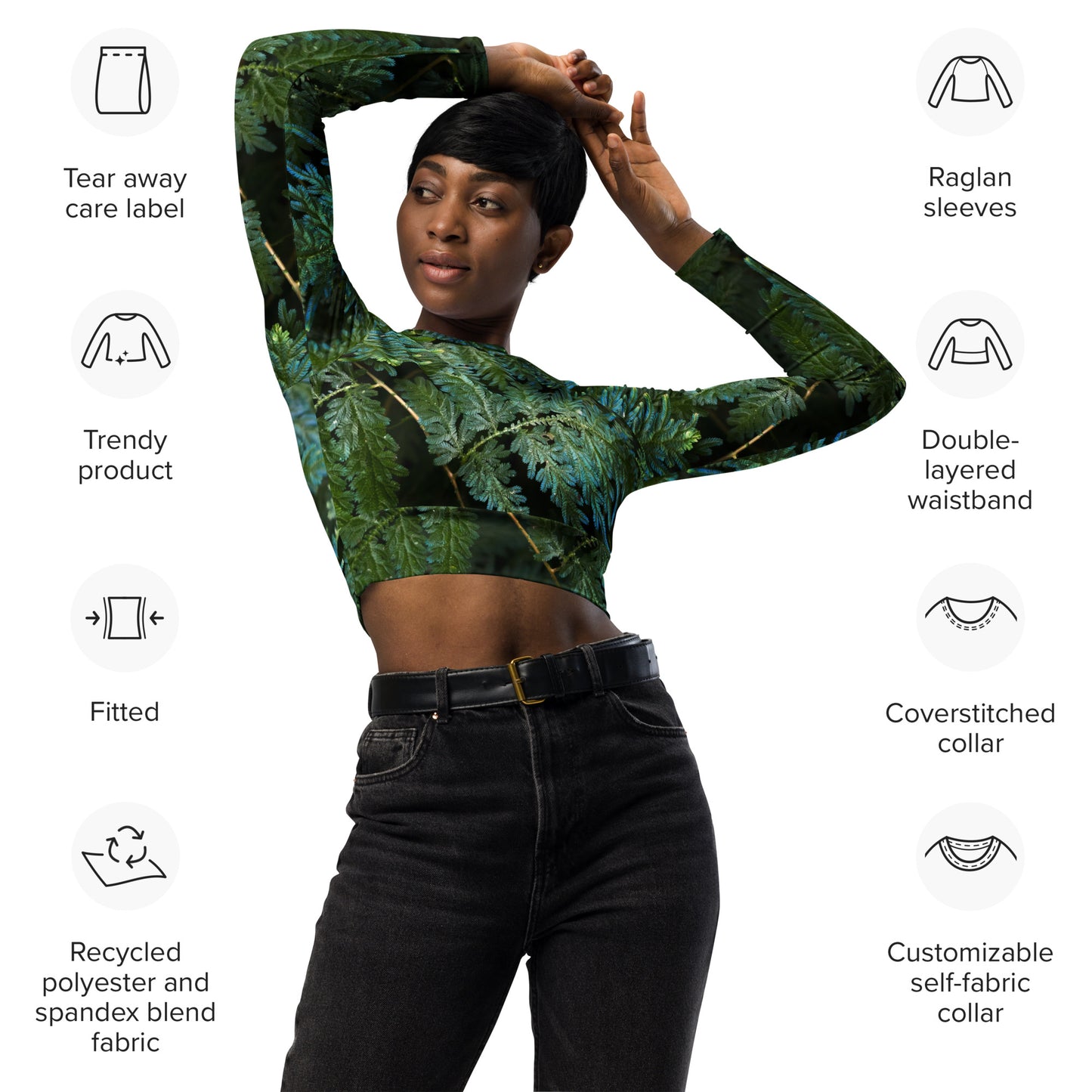 Spikemoss Recycled long-sleeve crop top