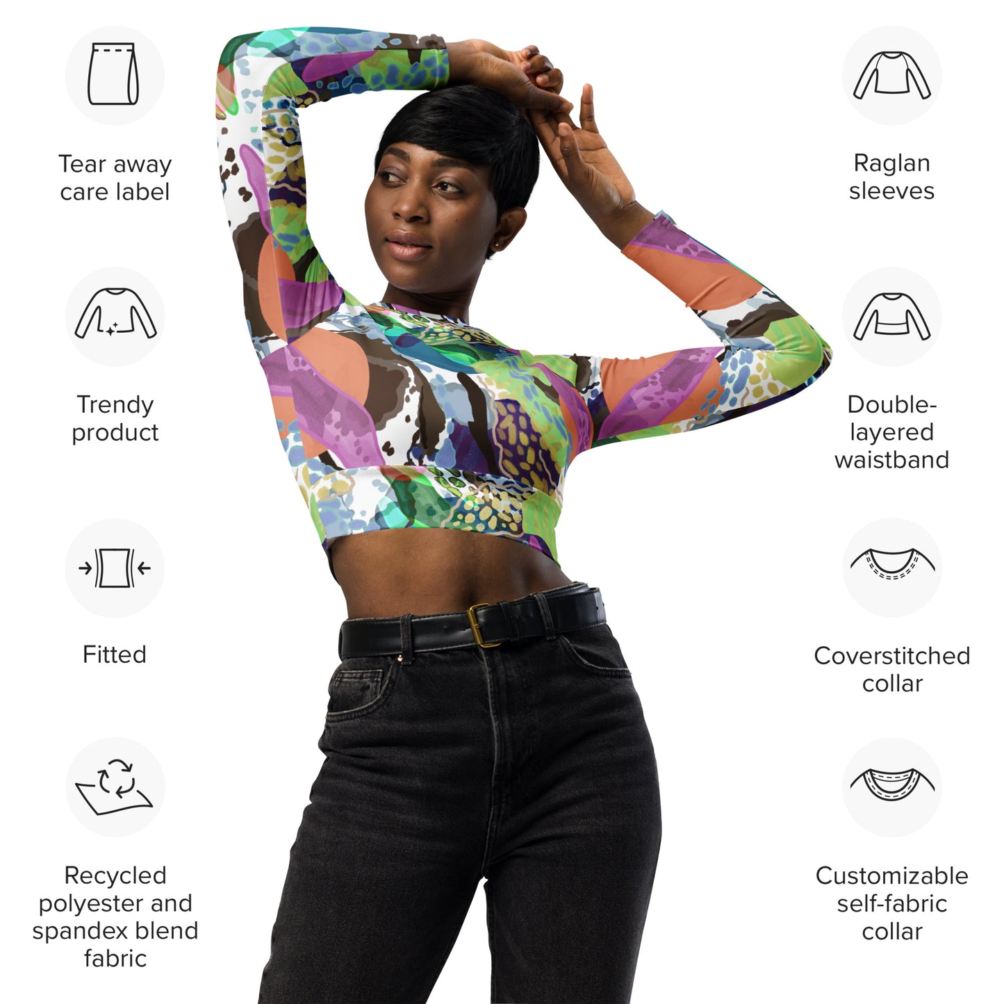 Caribe Recycled long-sleeve crop top