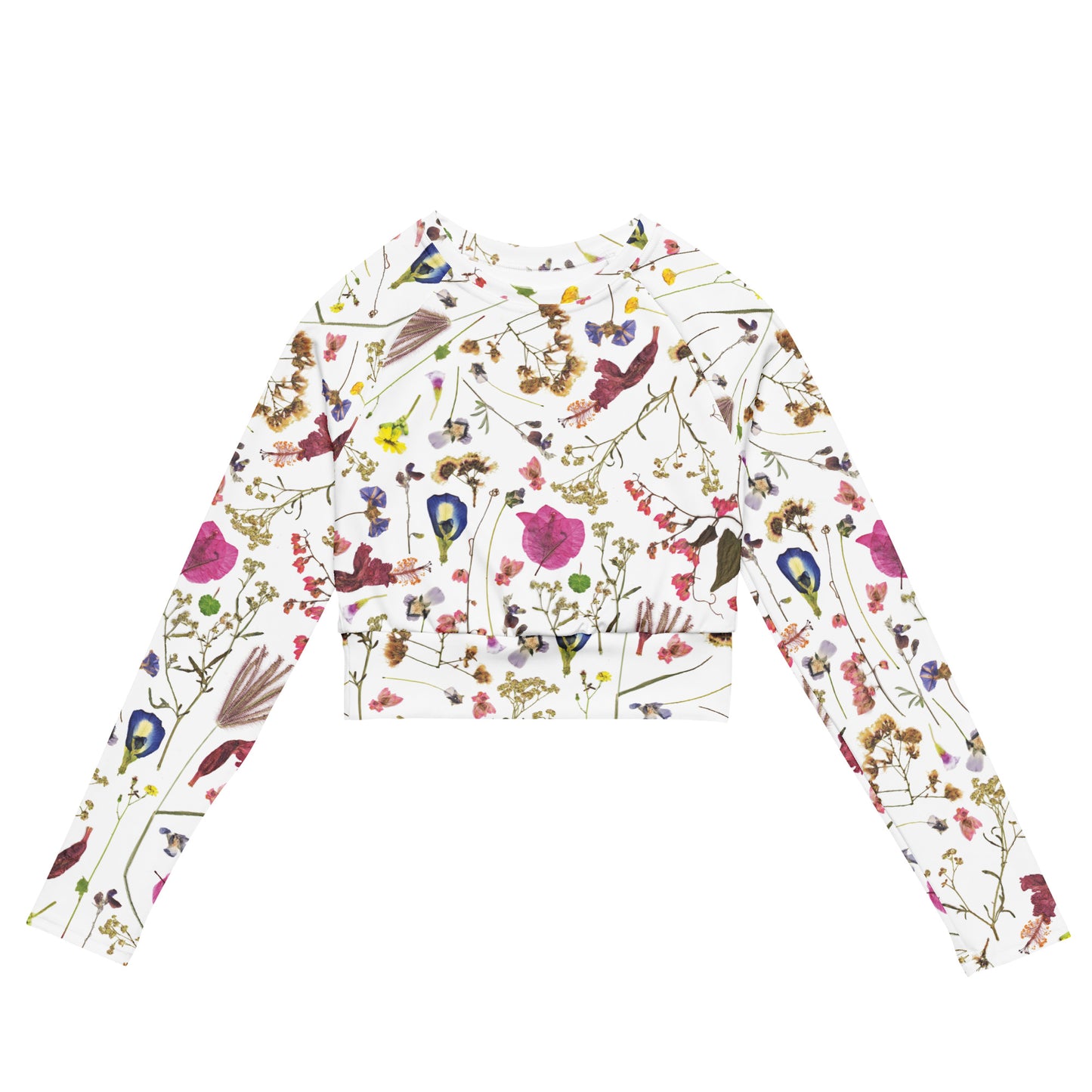 Guánica Flowers Recycled long-sleeve crop top