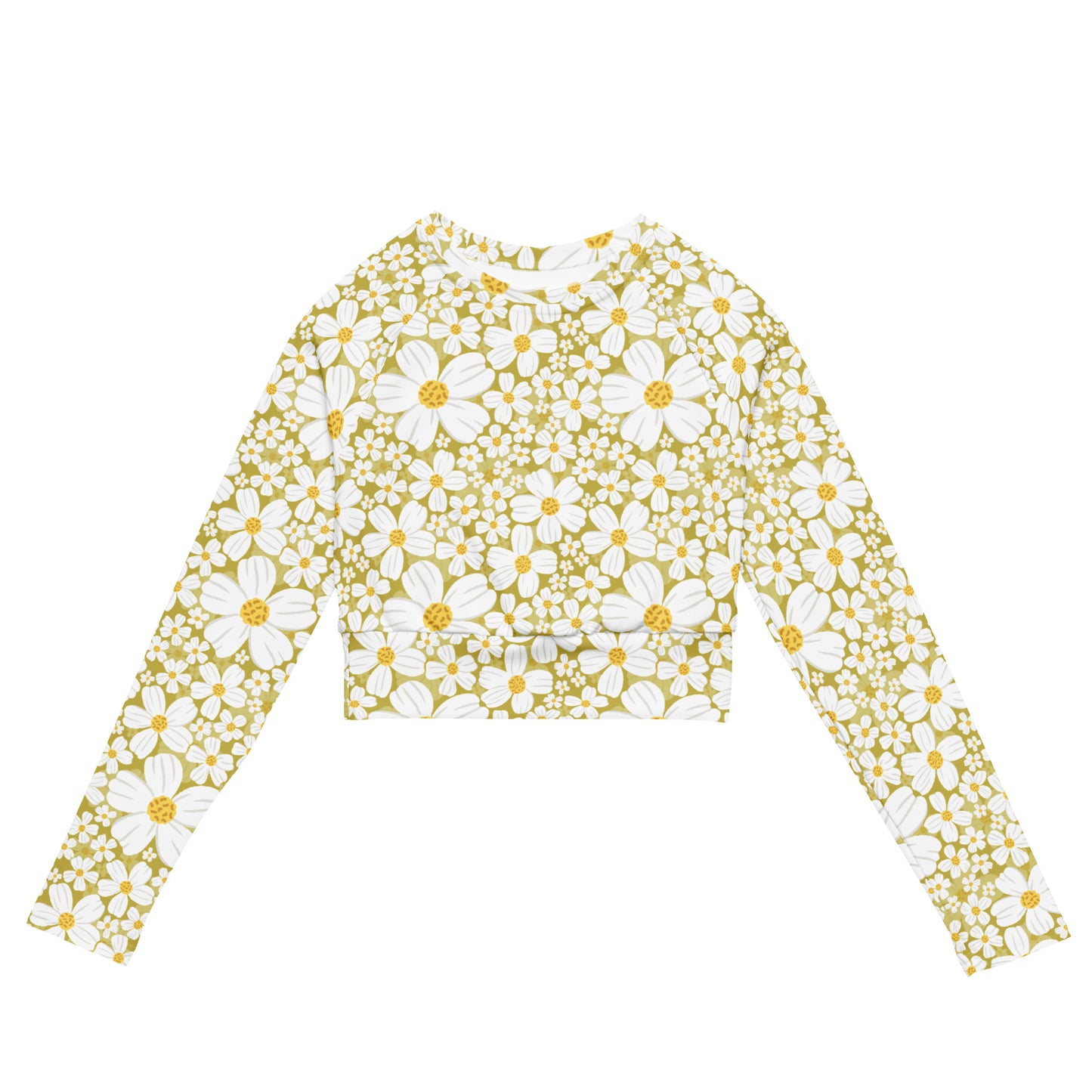 Bidens alba Recycled long-sleeve crop top - Yellow