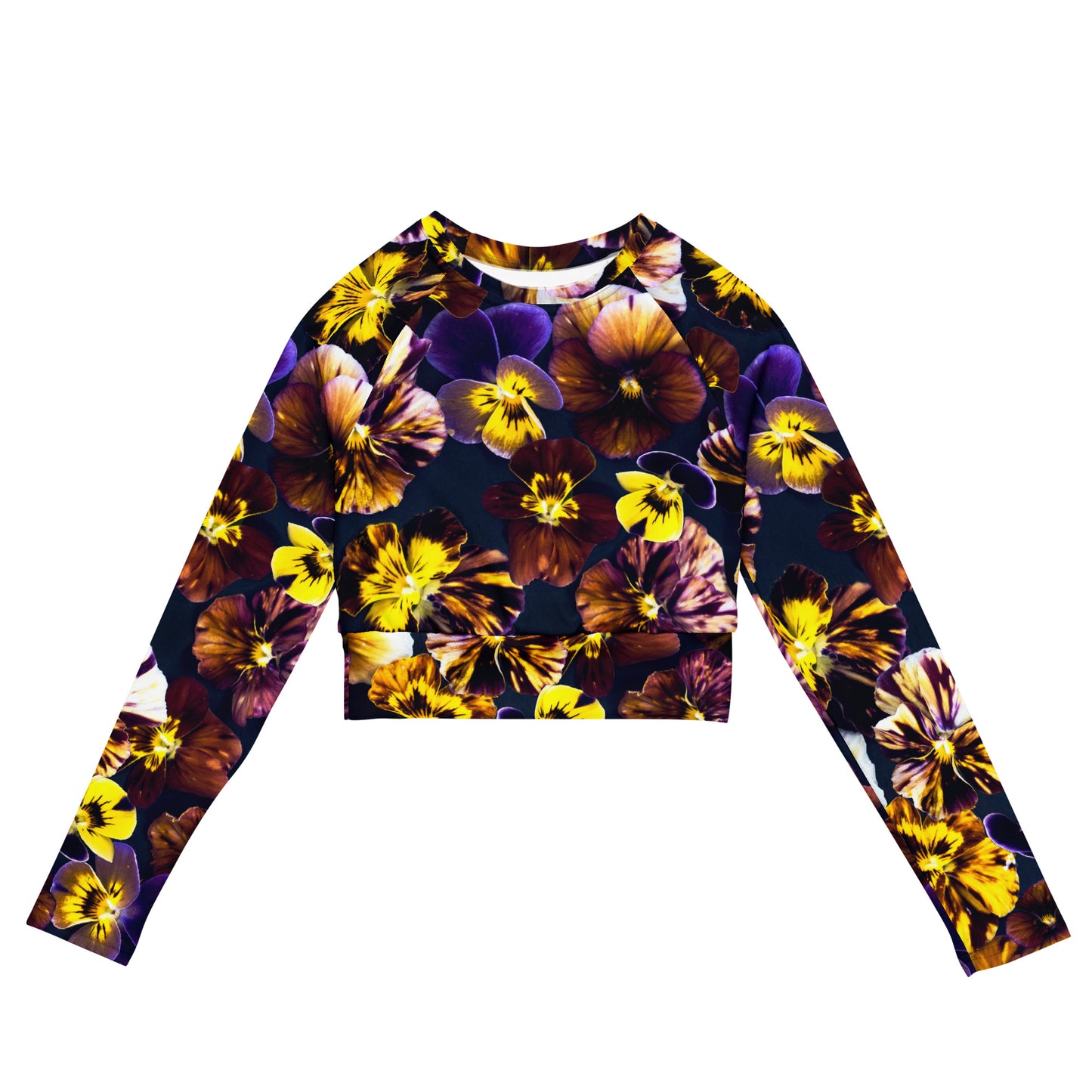 Pansies Recycled long-sleeve crop top