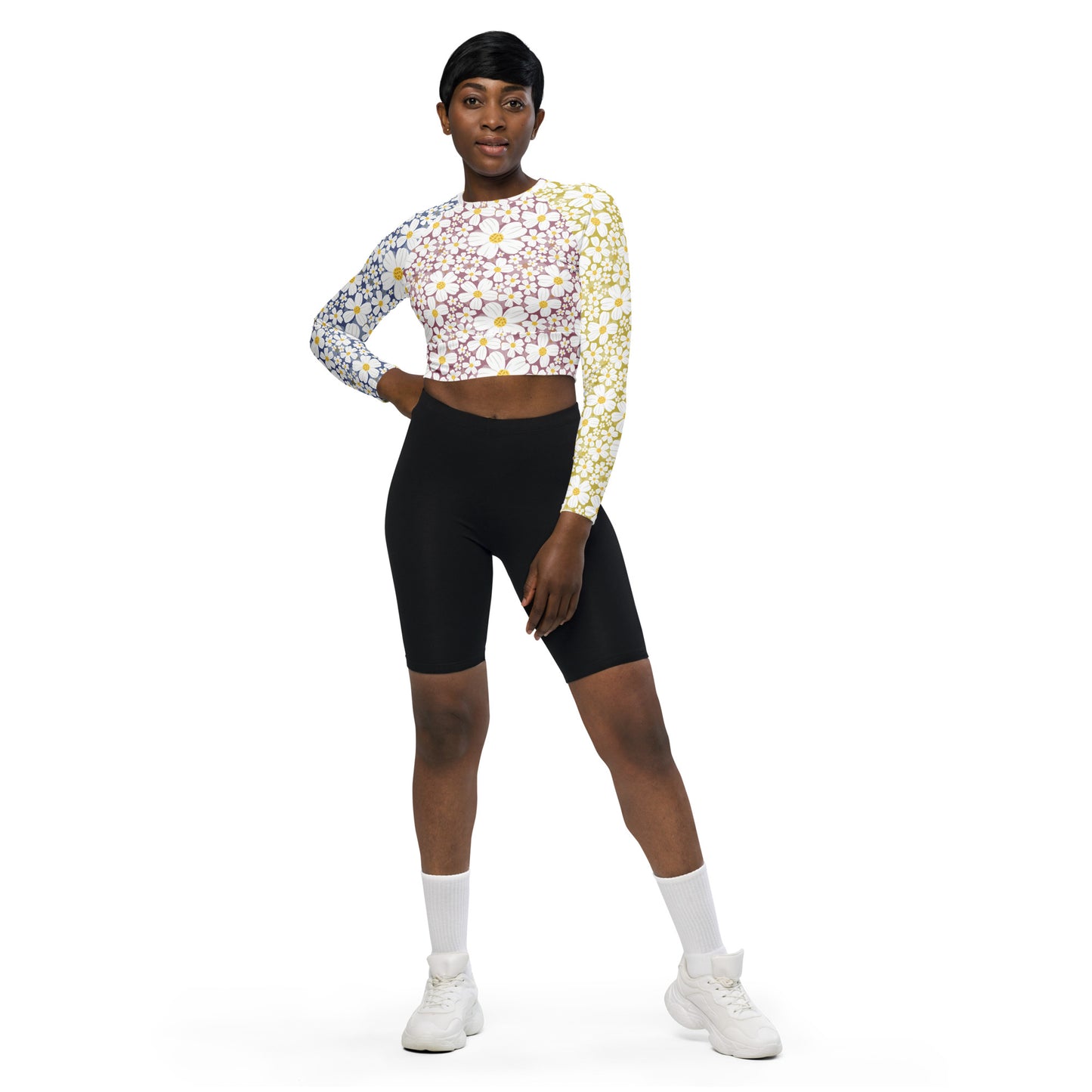 Bidens alba Recycled long-sleeve crop top