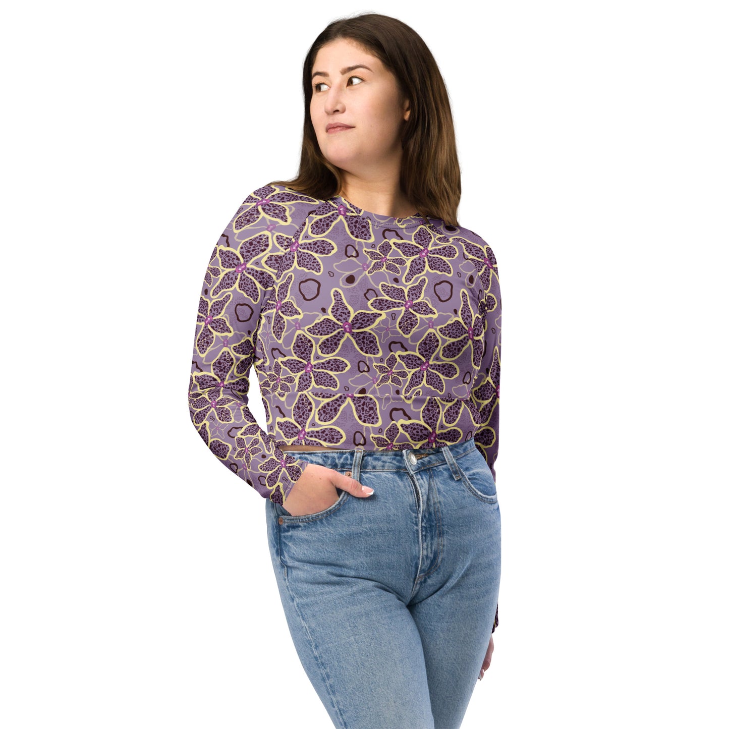 Tiger Orchid Recycled long-sleeve crop top