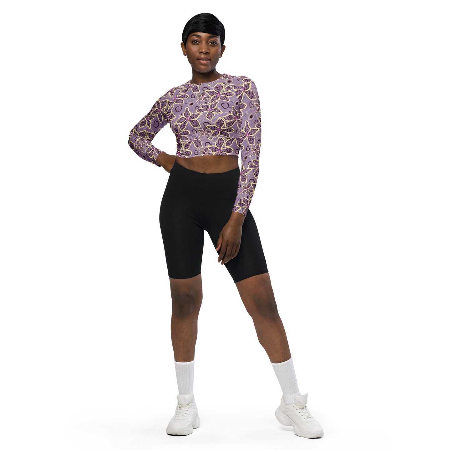 Tiger Orchid Recycled long-sleeve crop top