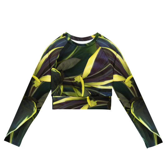 Hawaiian Ti Plant Recycled long-sleeve crop top