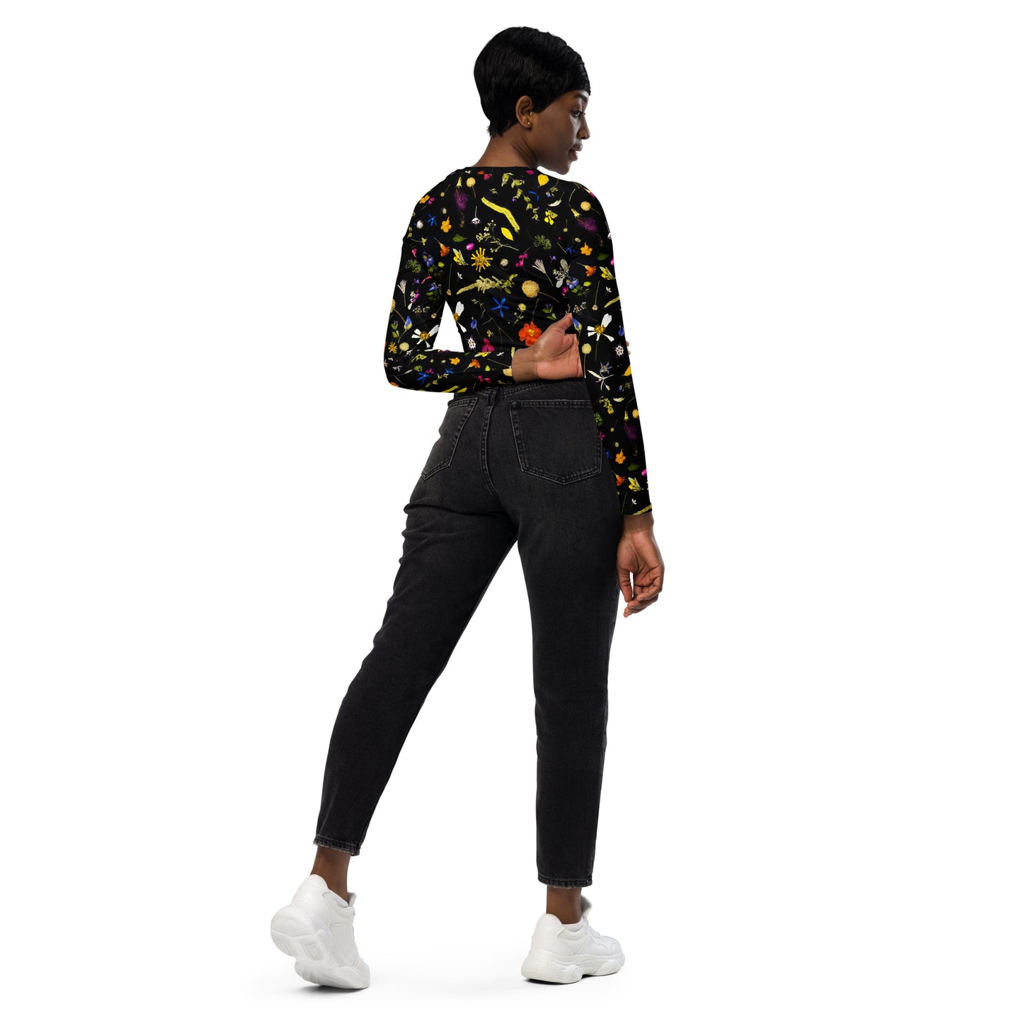 Flores Pal Corazon Recycled long-sleeve crop top