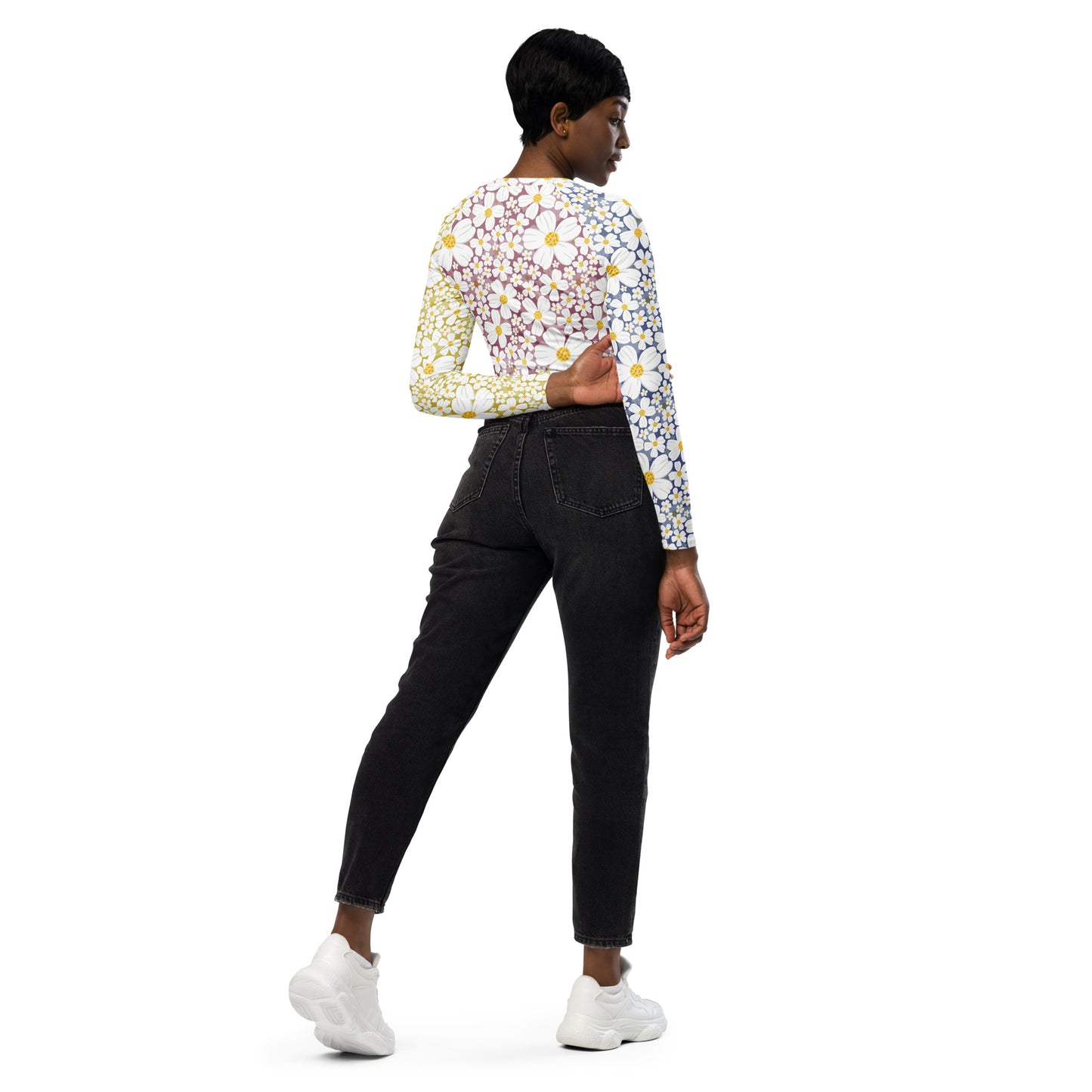 Bidens alba Recycled long-sleeve crop top