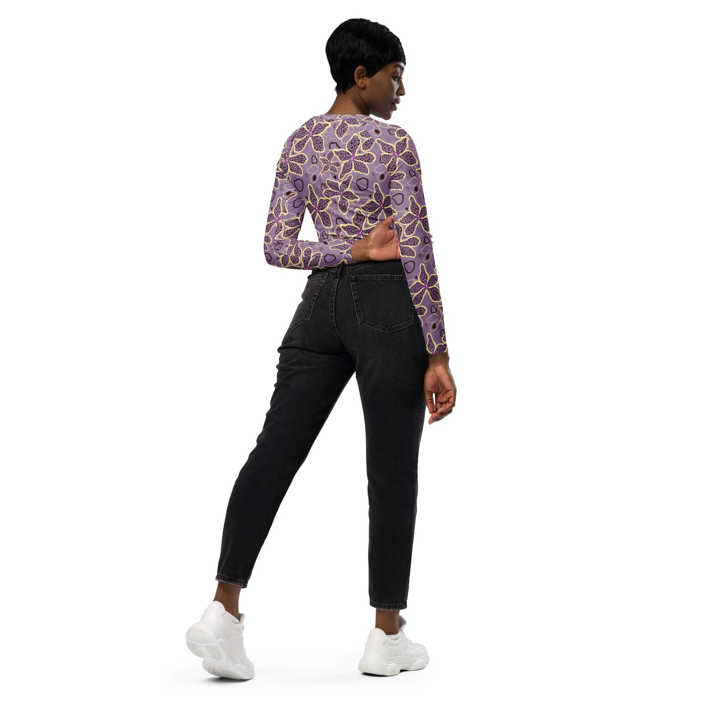 Tiger Orchid Recycled long-sleeve crop top