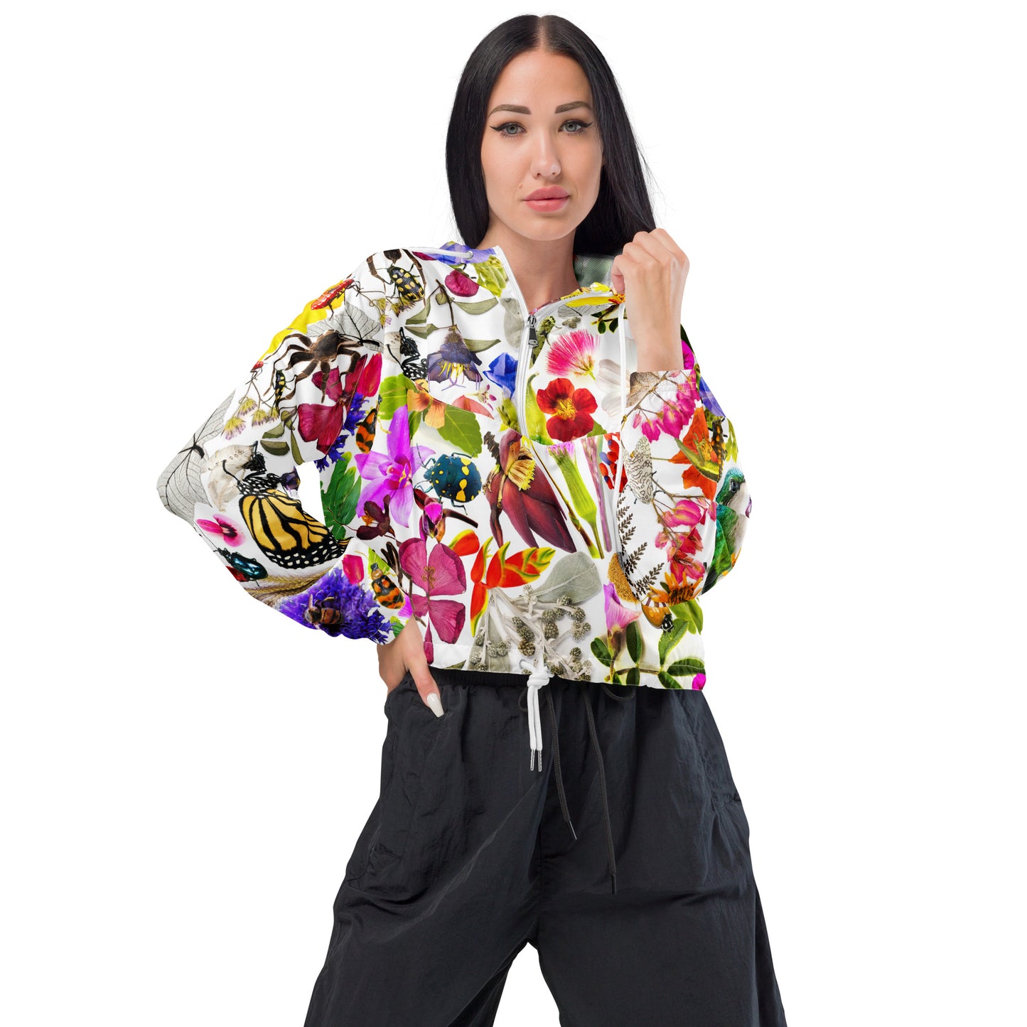 Flora & Fauna of PR Women’s Cropped Windbreaker