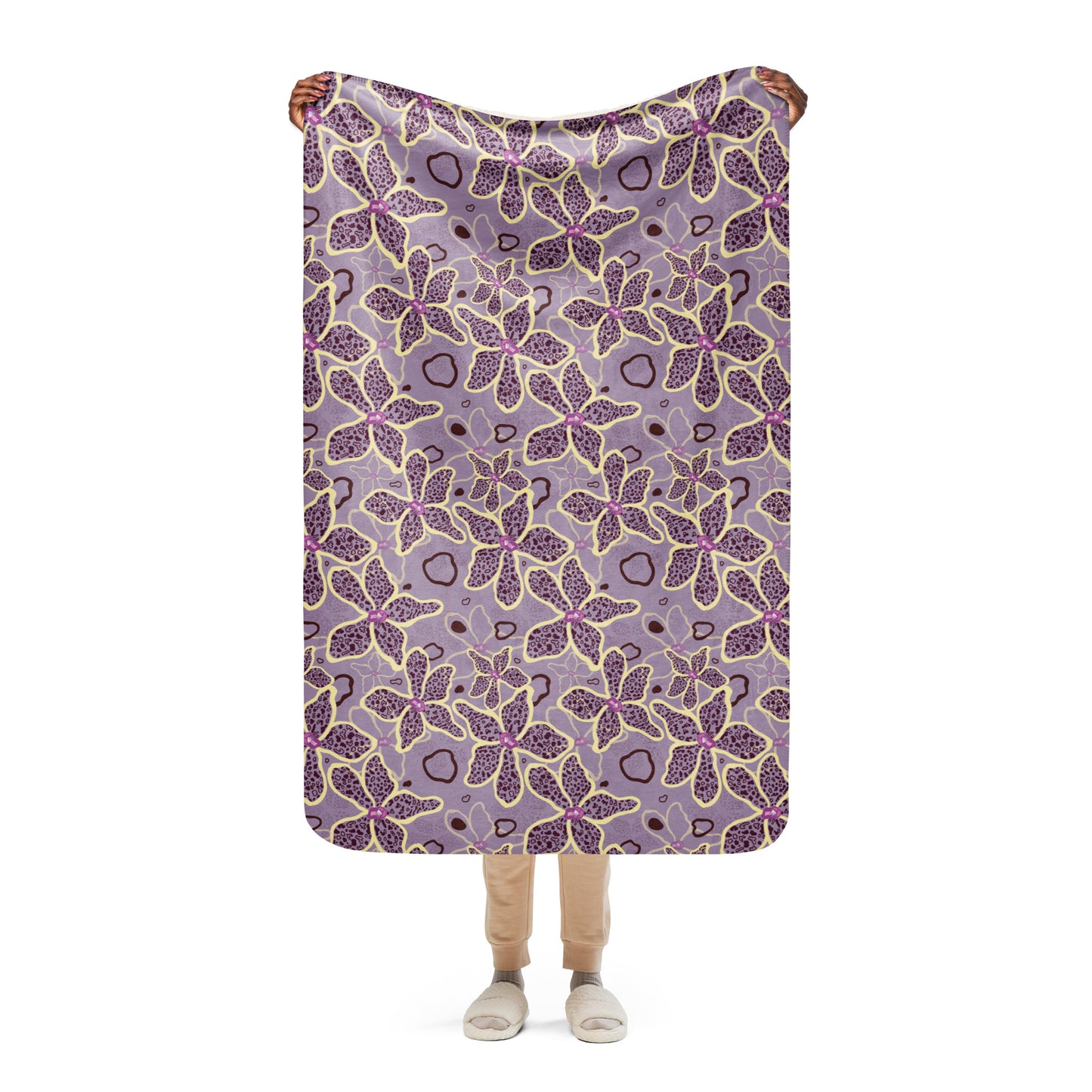 Tiger Orchid Sherpa Blanket