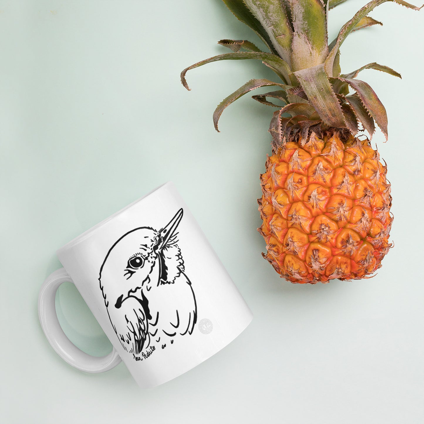 San Pedrito (closeup) white glossy mug