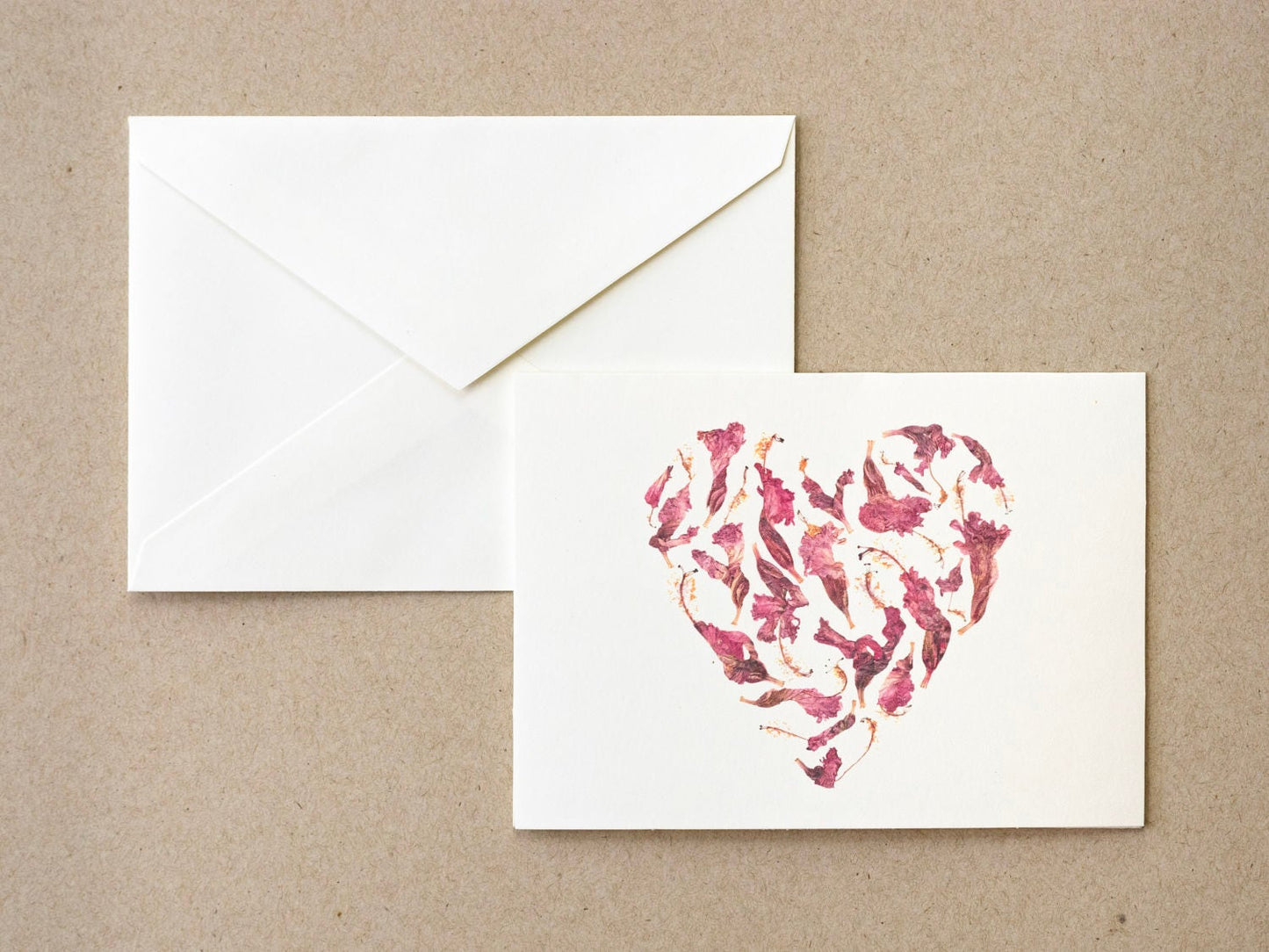 Pressed Flowers Heart Blank Greeting Card