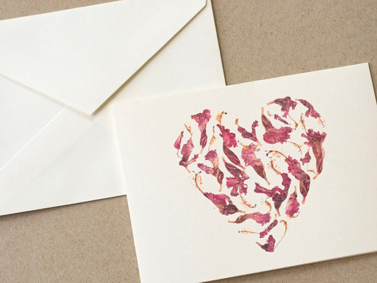 Pressed Flowers Heart Blank Greeting Card