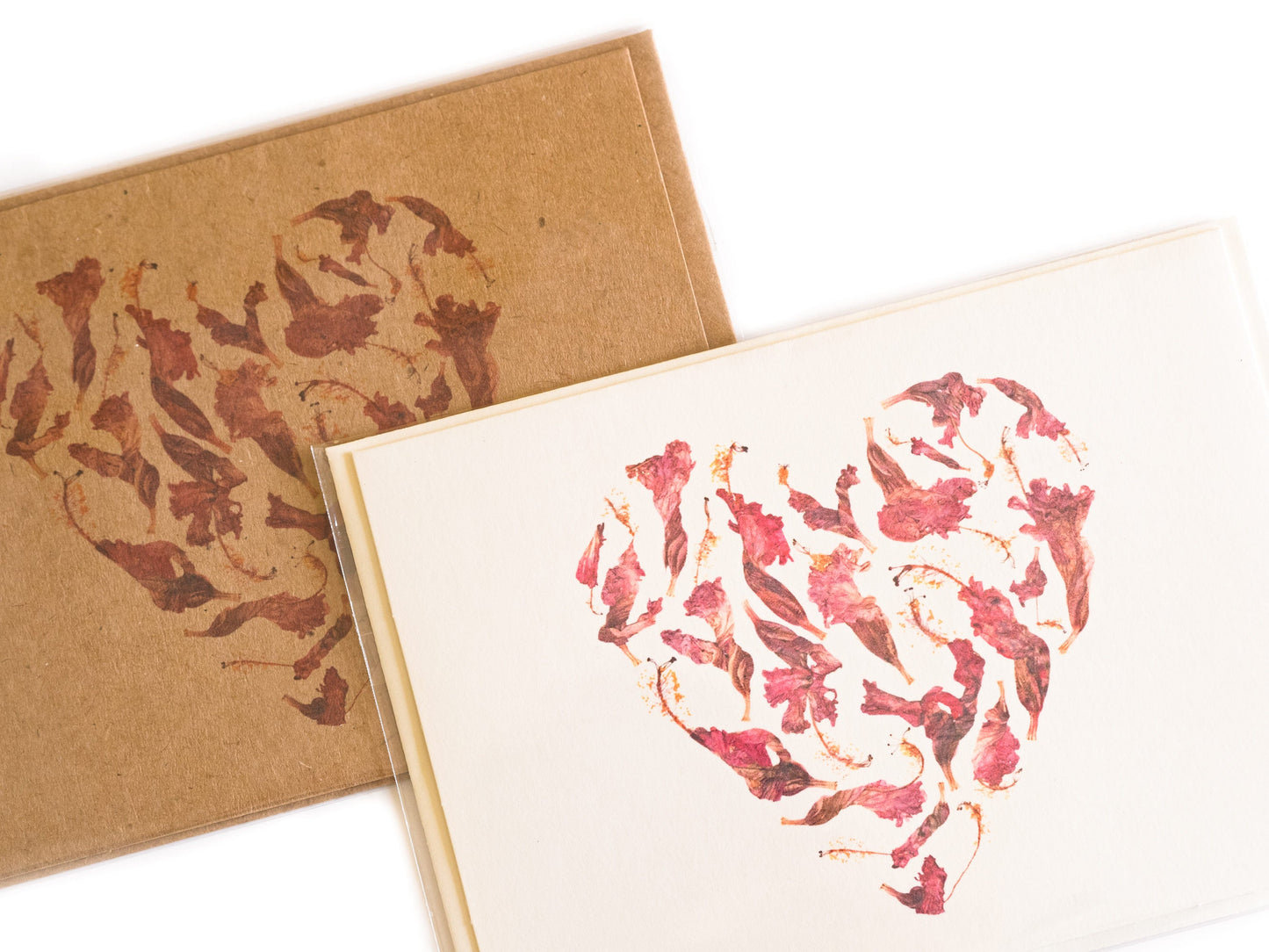 Pressed Flowers Heart Blank Greeting Card