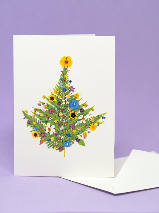 Floral Christmas Tree Greeting Cards / Art Print