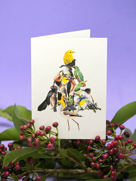 Birds Christmas Tree Greeting Card